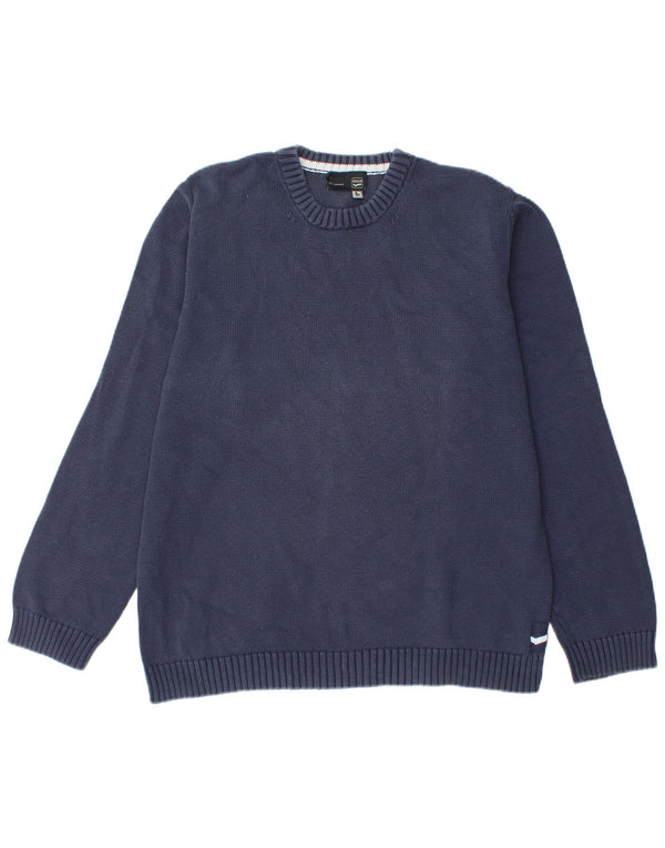 Gas Mens Crew Neck Jumper Sweater Large Navy Blue Cotton