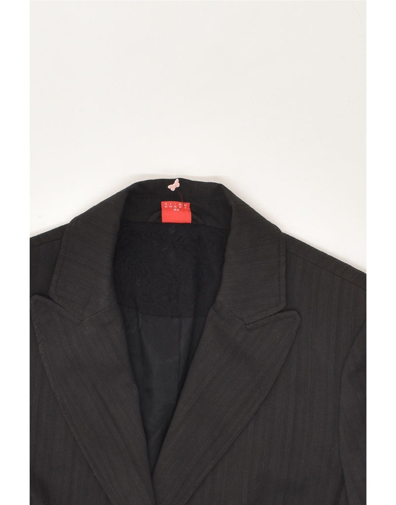 ESPRIT Womens 2 Button Blazer Jacket UK 16 Large Black Striped Cotton | Vintage Esprit | Thrift | Second-Hand Esprit | Used Clothing | Messina Hembry 