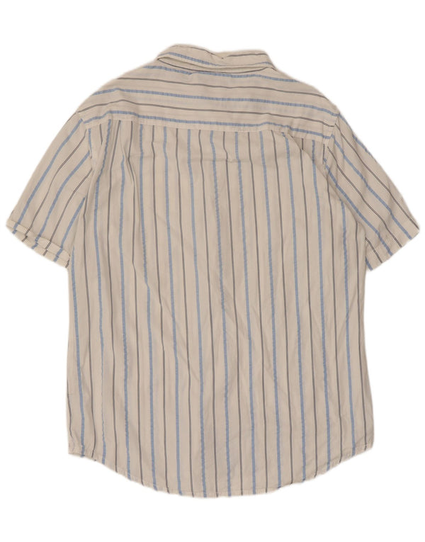 Fila Mens Short Sleeve Shirt Large White Pinstripe