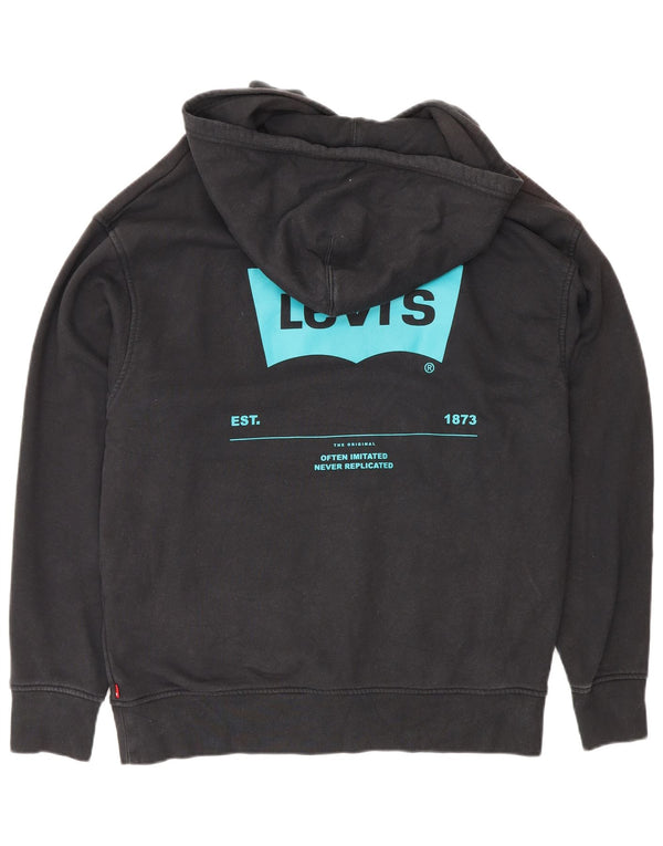 Levi's Mens Graphic Relaxed Fit Hoodie Jumper Medium Black Cotton
