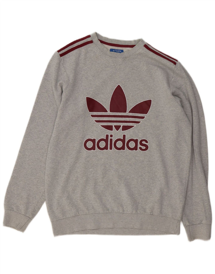 Adidas Mens Graphic Sweatshirt Jumper Medium Grey Cotton