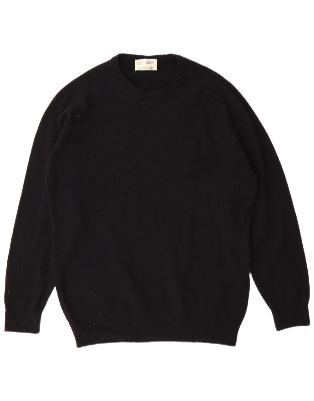 Marks & Spencer Mens Crew Neck Jumper Sweater Small Black Lambswool