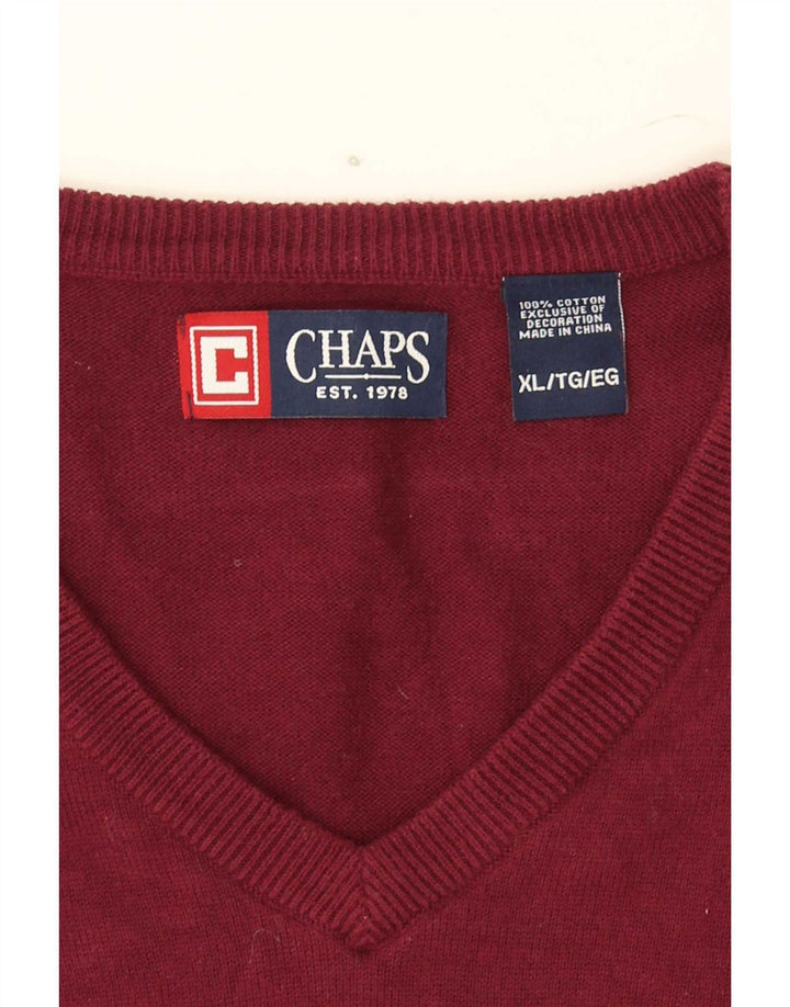 Chaps Mens Vest Tank Top XL Burgundy Cotton
