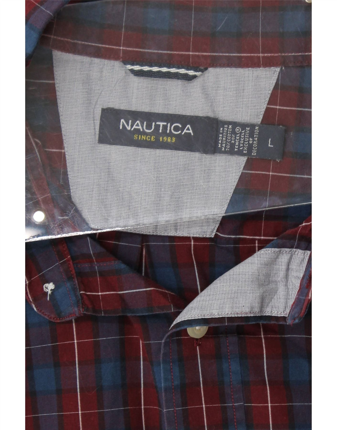 NAUTICA Mens Shirt Large Red Check Cotton Vintage Nautica and Second-Hand Nautica from Messina Hembry 