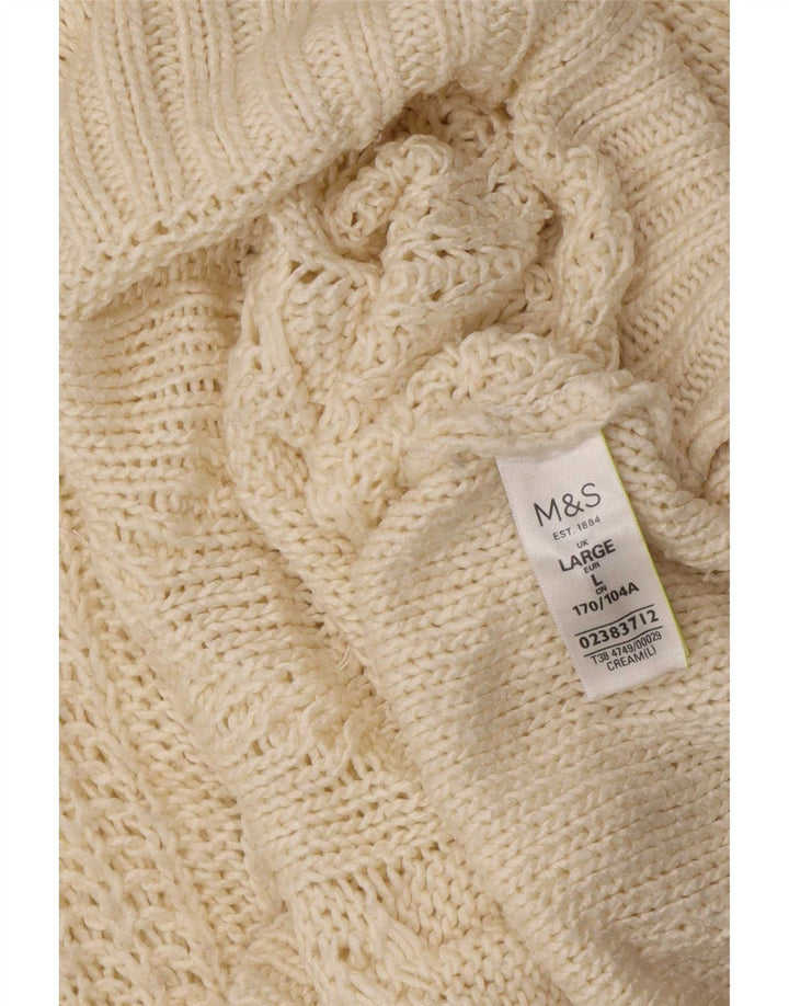 Marks & Spencer Womens Turtle Neck Jumper Sweater UK 16 Large Beige Acrylic