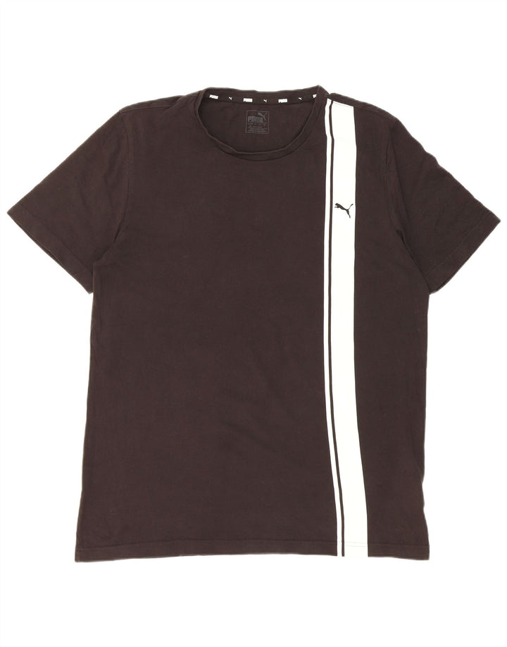 Puma Mens T-Shirt Top Large Black Colourblock Cotton