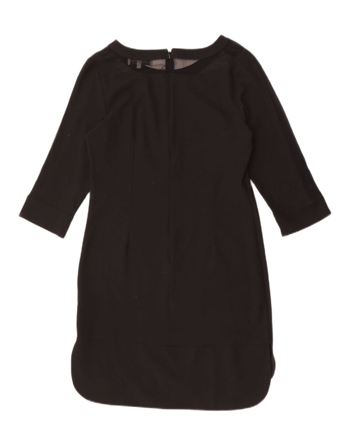 Marks & Spencer Womens 3/4 Sleeve Shift Dress UK 10 Small Black Polyester