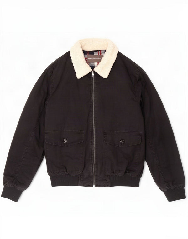 French Connection Mens Bomber Jacket UK 36 Small Black Cotton