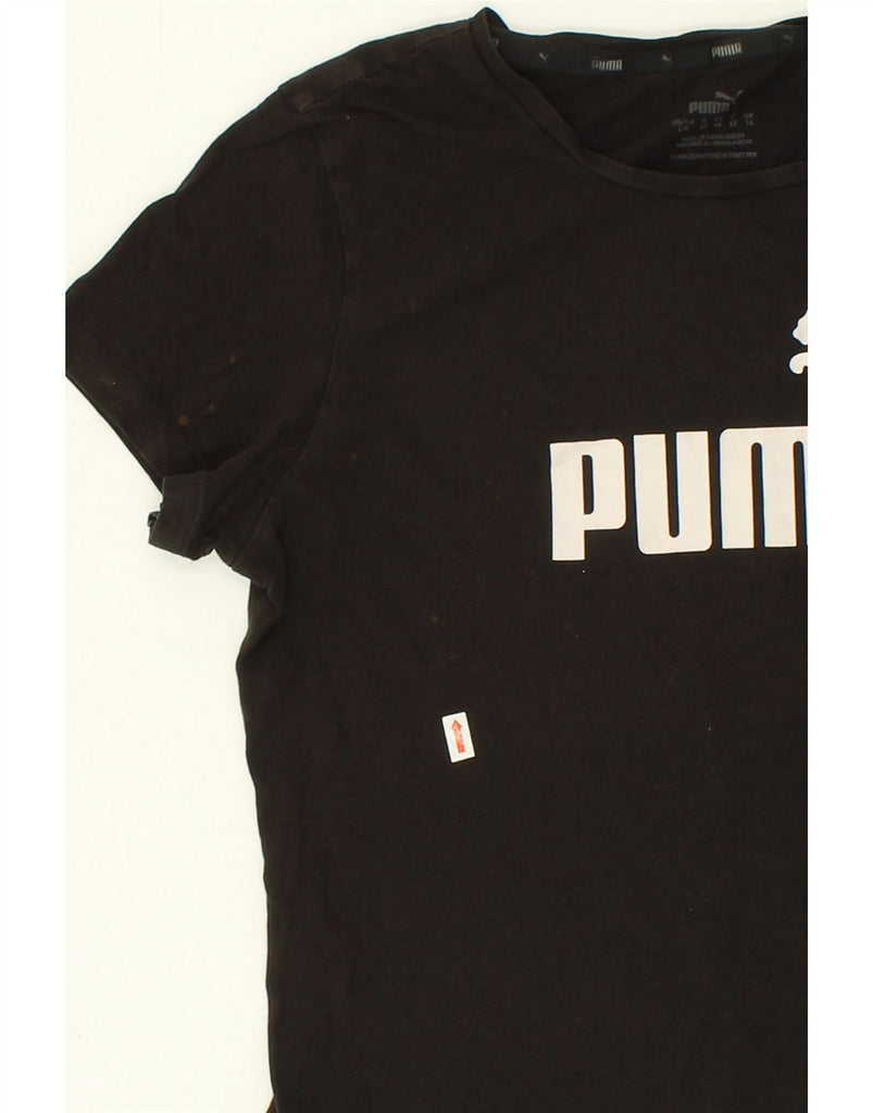 PUMA Womens Graphic T-Shirt Top UK 14 Medium Black Cotton Vintage Puma and Second-Hand Puma from Messina Hembry 