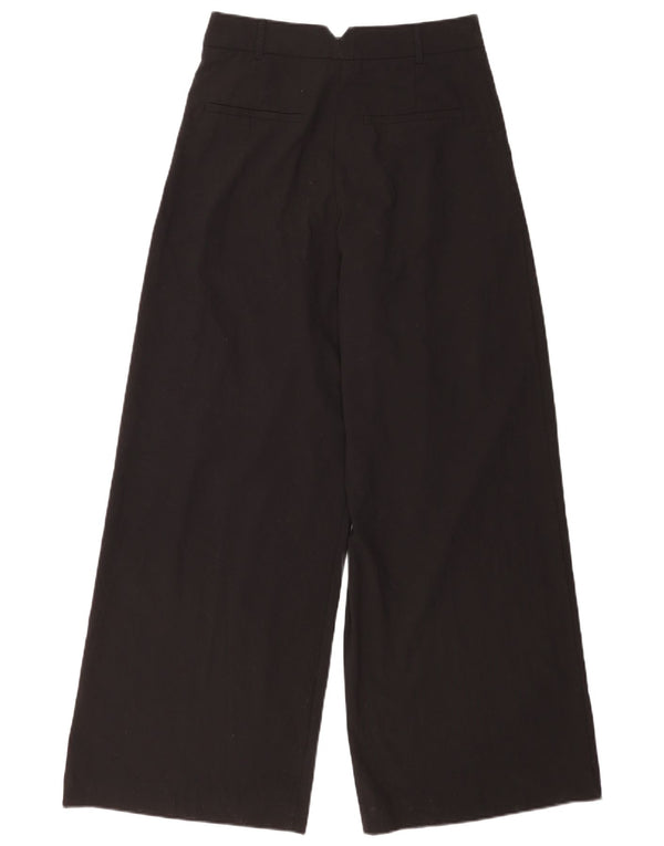 Zara Womens High Waist Wide Leg Casual Trousers Small W26 L31 Black