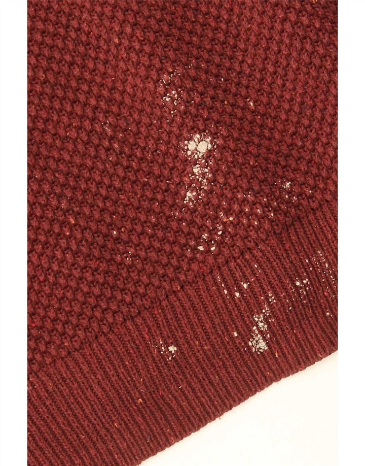 Zara Mens Boat Neck Jumper Sweater XL Red Cotton