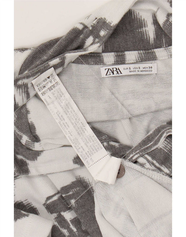 Zara Mens Abstract Pattern Short Sleeve Shirt Small Grey Polyester