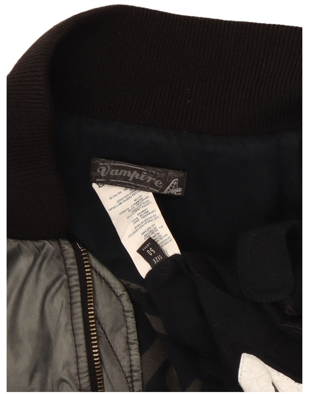 Vintage Mens Slim Bomber Jacket EU 50 Large Grey Colourblock Nylon