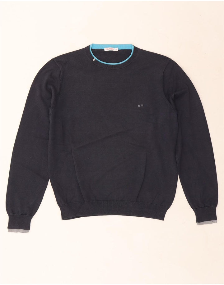 Sun68 Mens Crew Neck Jumper Sweater Small Navy Blue Cotton