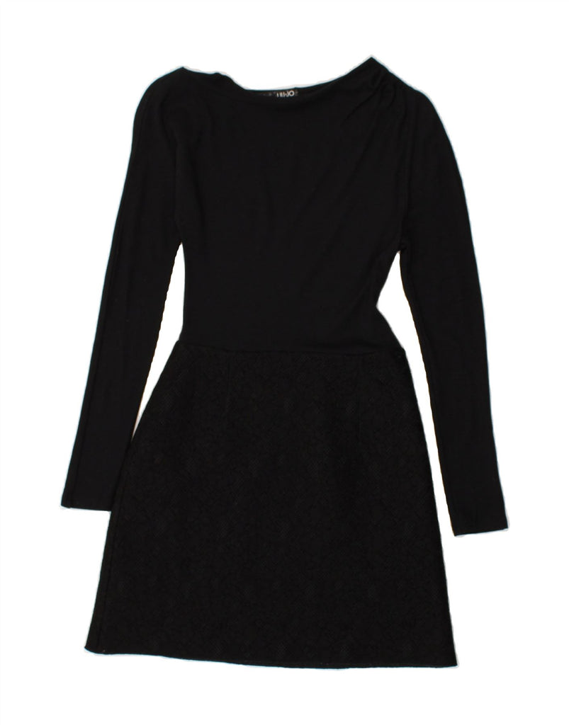 LIU JO Womens Long Sleeve Basic Dress IT 38 XS Black Floral Wool | Vintage Liu Jo | Thrift | Second-Hand Liu Jo | Used Clothing | Messina Hembry 
