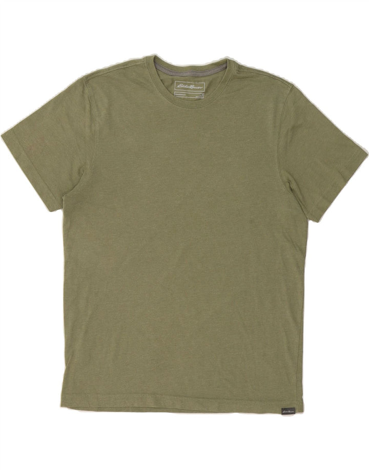 EDDIE BAUER Mens T-Shirt Top Medium Khaki Cotton Vintage Eddie Bauer and Second-Hand Eddie Bauer from Messina Hembry 