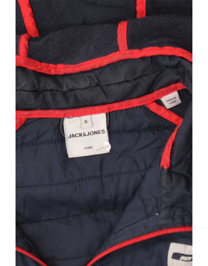 Jack & Jones Mens Padded Hooded Tracksuit Top Jacket Small Navy Blue
