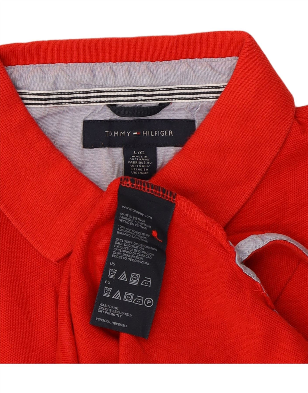 TOMMY HILFIGER Mens Polo Shirt Large Red Cotton Vintage Tommy Hilfiger and Second-Hand Tommy Hilfiger from Messina Hembry 