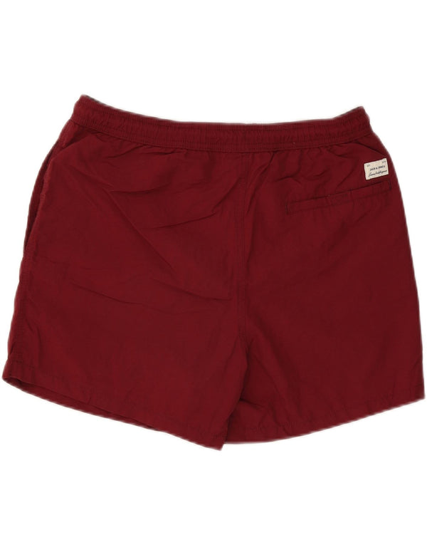 Jack & Jones Mens Graphic Swimming Shorts Large Burgundy Polyester