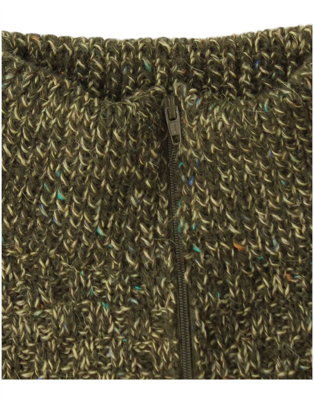 Vintage Mens Zip Neck Jumper Sweater Medium Khaki Flecked