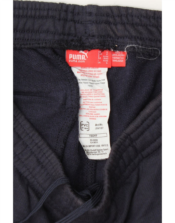 Puma Mens Tracksuit Trousers Small  Navy Blue Colourblock Cotton