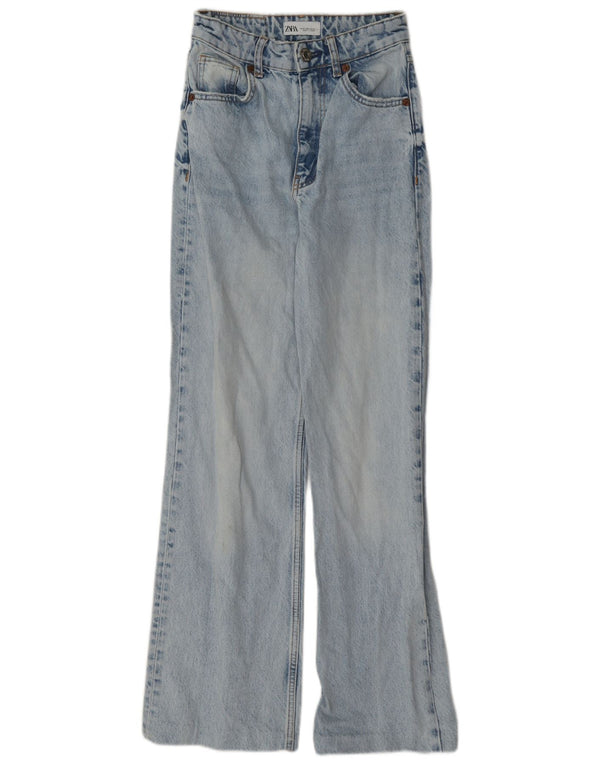Zara Womens High Waist Wide Leg Jeans EU 32 2XS W22 L30 Blue Cotton