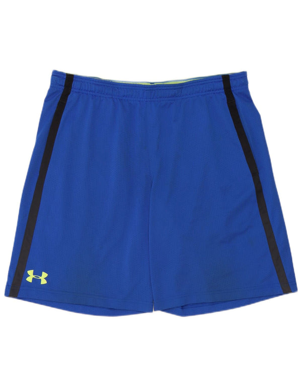 Under Armour Mens Loose Fit Sport Shorts XL Blue Striped Polyester