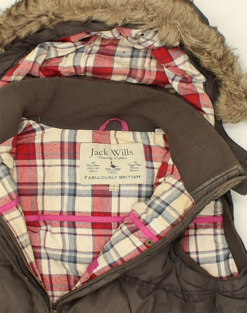 JACK WILLS Womens Hooded Padded Gilet UK 12 Medium  Brown Cotton | Vintage Jack Wills | Thrift | Second-Hand Jack Wills | Used Clothing | Messina Hembry 