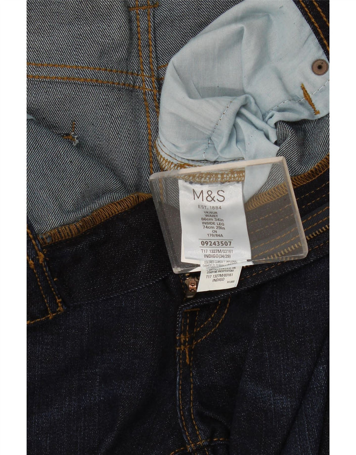 Marks & Spencer Mens Slim Jeans W34 L29 Navy Blue Cotton