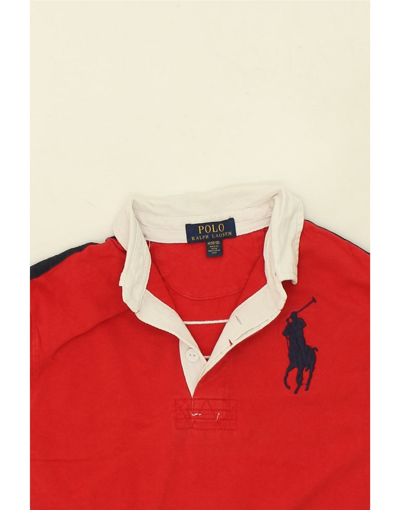 POLO RALPH LAUREN Boys Long Sleeve Polo Shirt 10-11 Years Medium   Red | Vintage Polo Ralph Lauren | Thrift | Second-Hand Polo Ralph Lauren | Used Clothing | Messina Hembry 