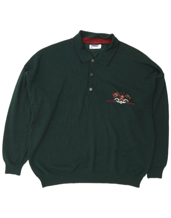 Vintage Mens Polo Neck Jumper Sweater XL Green