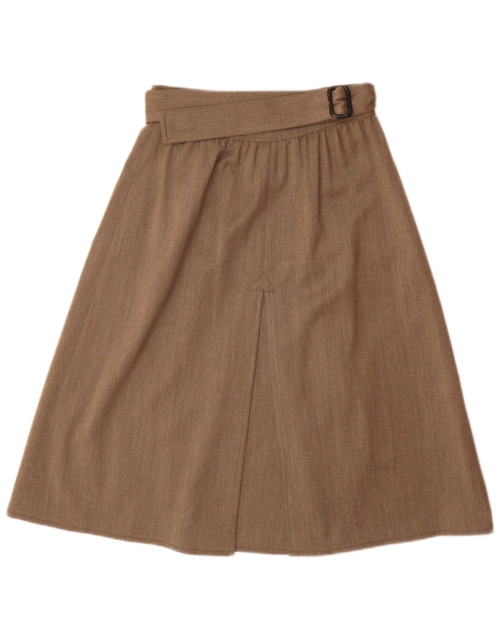 Cadette Womens High Waist A-Line Skirt IT 44 Medium W26 Beige Wool