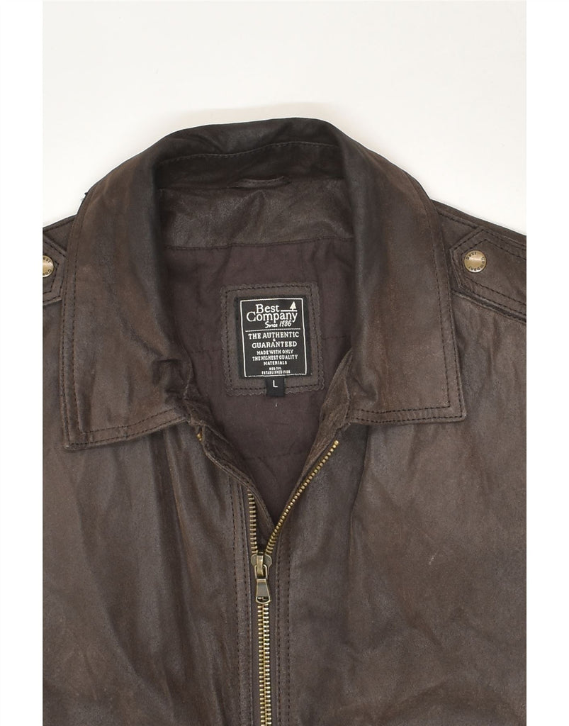 BEST COMPANY Mens Leather Jacket UK 40 Large Brown Leather | Vintage Best Company | Thrift | Second-Hand Best Company | Used Clothing | Messina Hembry 