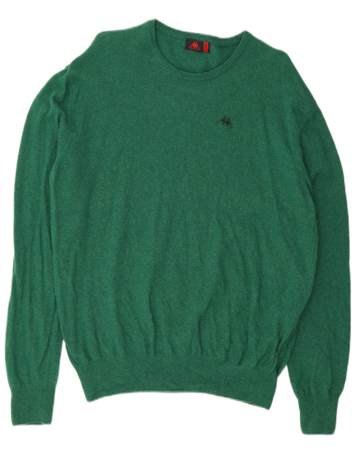 Kappa Mens Crew Neck Jumper Sweater XL Green Lambswool