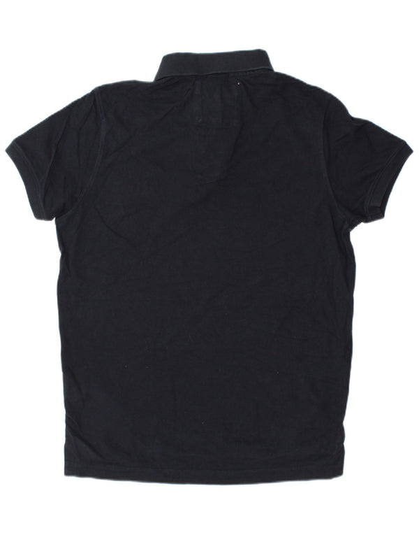 Abercrombie & Fitch Mens Muscle Polo Shirt Large Navy Blue Cotton