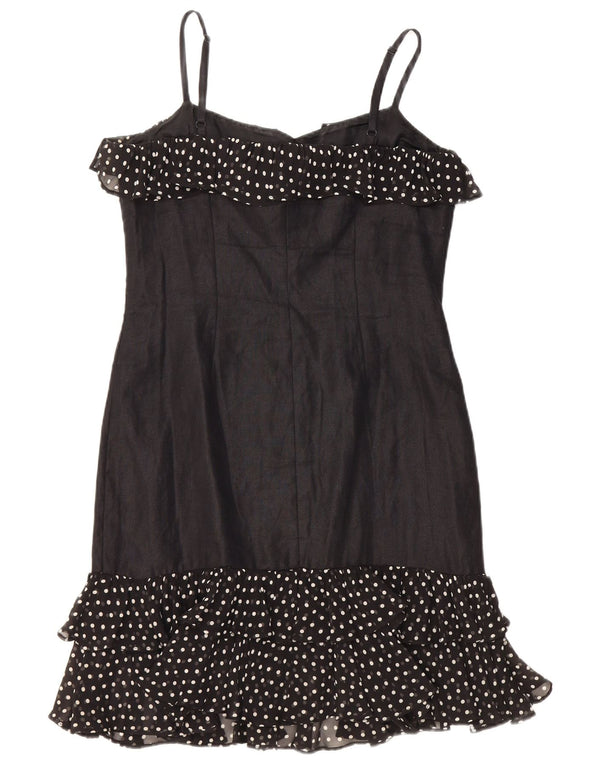 LUISA SPAGNOLI Womens Slip Dress IT 44 Medium Black Polka Dot Linen