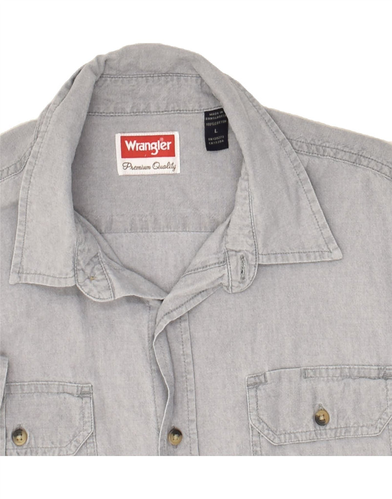 WRANGLER Mens Short Sleeve Shirt Large Grey Cotton Vintage Wrangler and Second-Hand Wrangler from Messina Hembry 