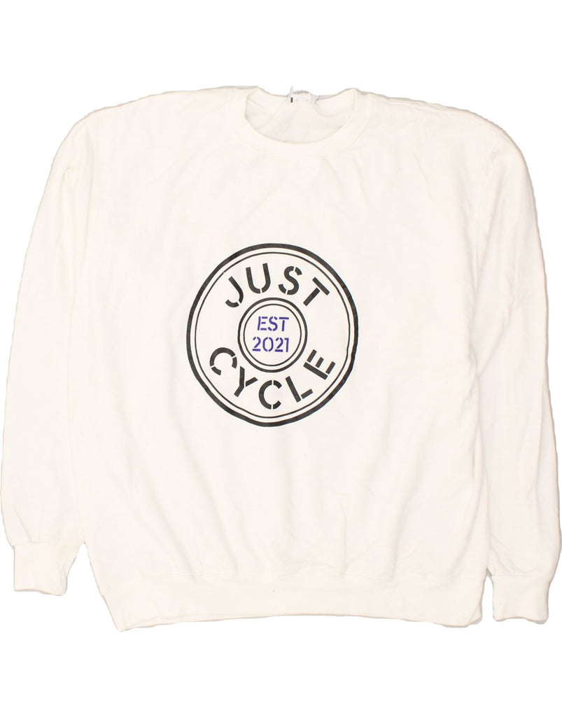 CHAMPION Mens Graphic Sweatshirt Jumper 2XL White Cotton | Vintage Champion | Thrift | Second-Hand Champion | Used Clothing | Messina Hembry 