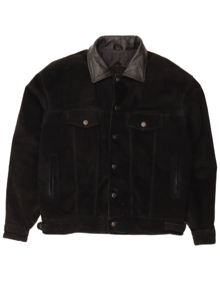 U.S. Posse Skins Mens Suede Jacket UK 40 Large Black Leather