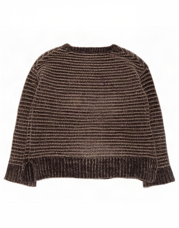 Zara Girls Crew Neck Jumper Sweater 13-14 Years Grey Striped