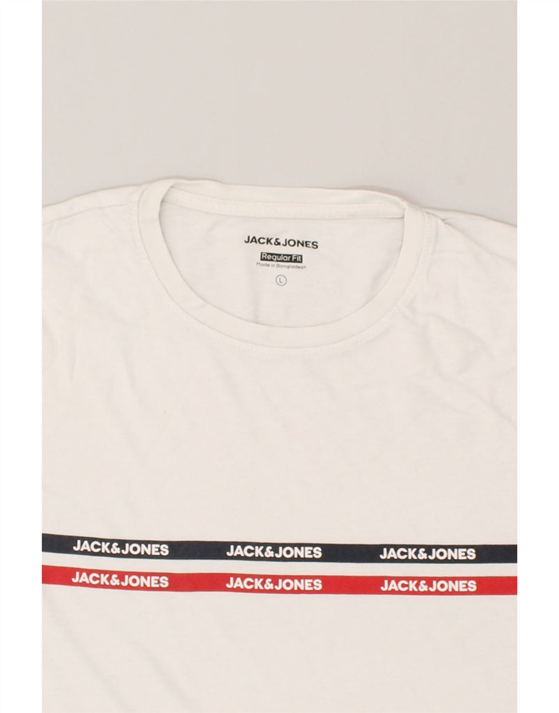 JACK & JONES Mens Regular Fit T-Shirt Top Large White Cotton | Vintage Jack & Jones | Thrift | Second-Hand Jack & Jones | Used Clothing | Messina Hembry 