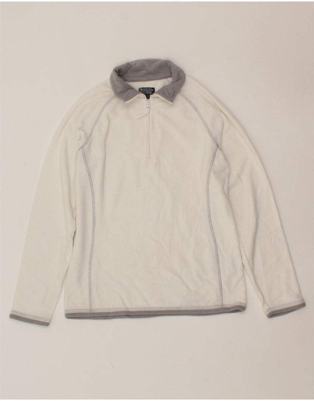 MOUNTAIN WAREHOUSE Womens Zip Neck Fleece Jumper UK 10 Small White Vintage Mountain Warehouse and Second-Hand Mountain Warehouse from Messina Hembry 