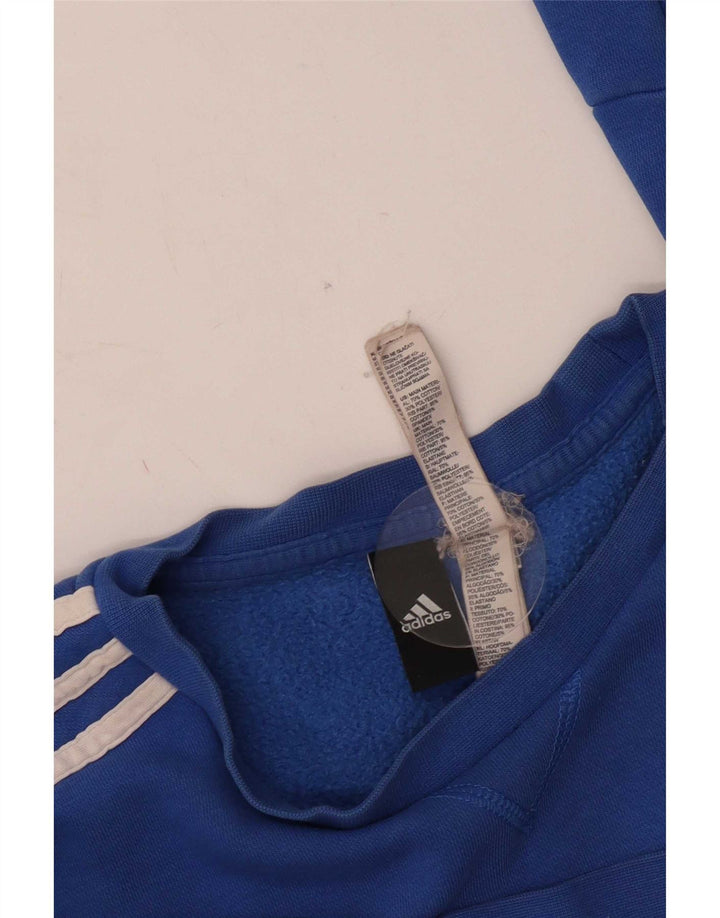Adidas Womens Sweatshirt Jumper UK 14 Medium Blue Cotton