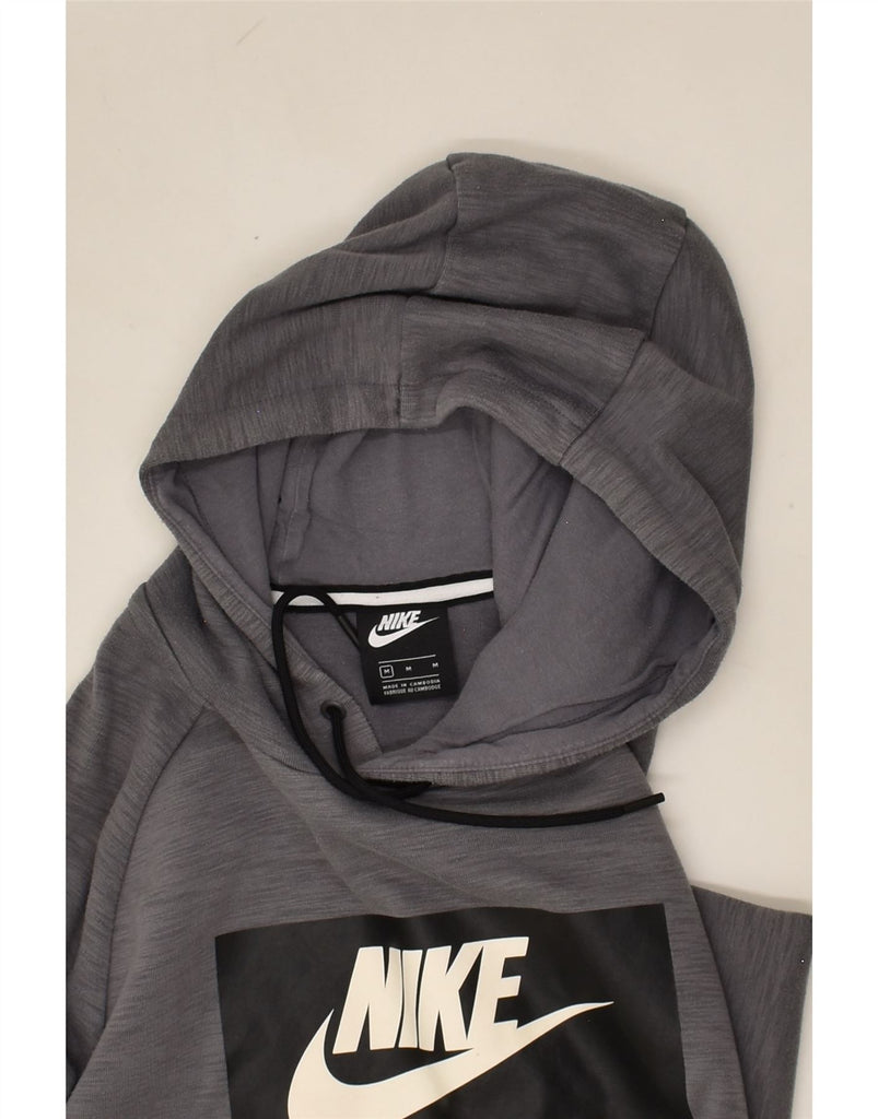 NIKE Mens Graphic Hoodie Jumper Medium Grey Pinstripe Cotton | Vintage Nike | Thrift | Second-Hand Nike | Used Clothing | Messina Hembry 