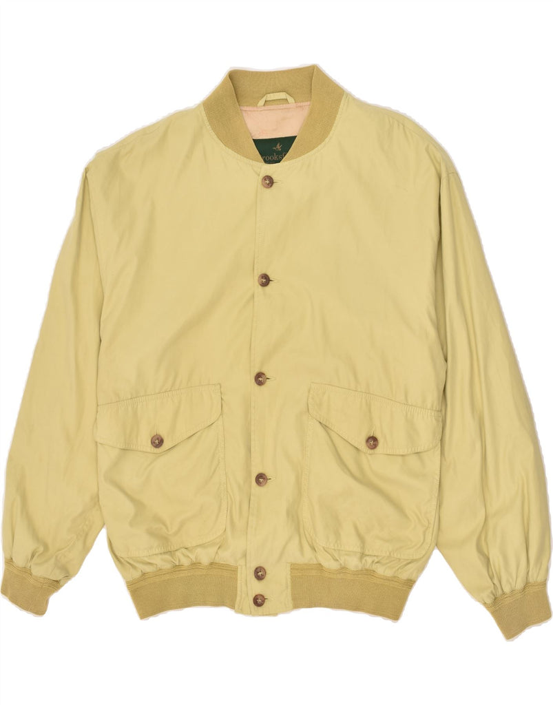 BROOKSFIELD Mens Bomber Jacket IT 50 Large Yellow Polyester | Vintage Brooksfield | Thrift | Second-Hand Brooksfield | Used Clothing | Messina Hembry 