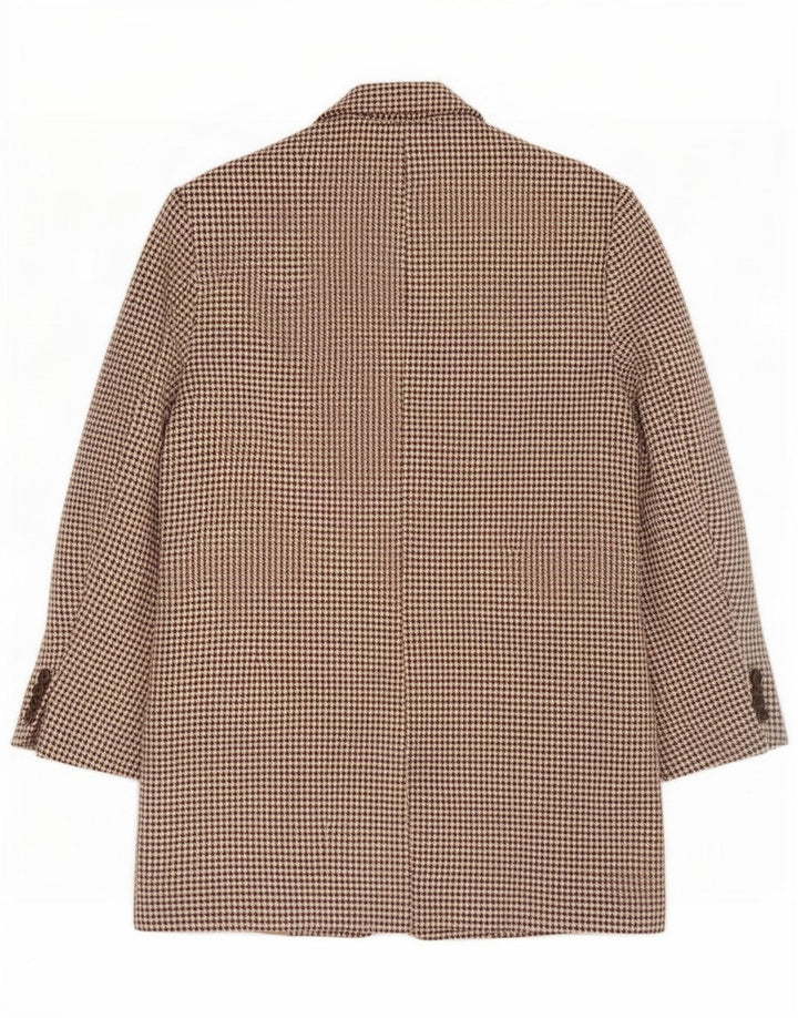 Zara Womens 2 Button Oversized Blazer Jacket UK 6 XS Brown Houndstooth