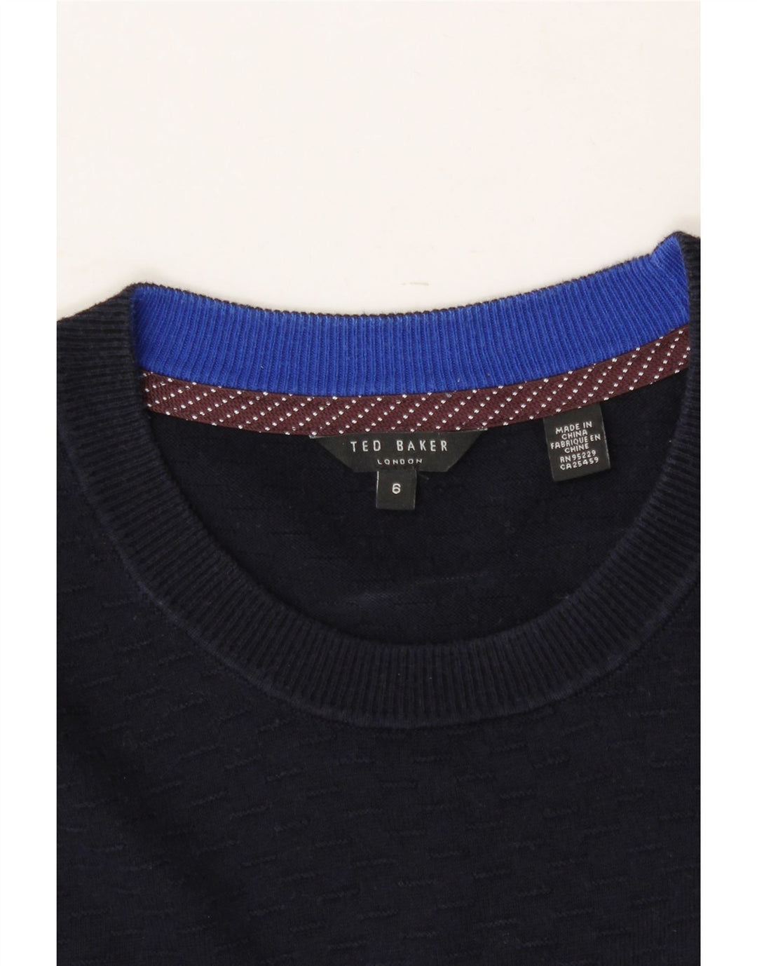 TED BAKER Womens Crew Neck Jumper Sweater Size 6 2XL Navy Blue Cotton Vintage Ted Baker and Second-Hand Ted Baker from Messina Hembry 