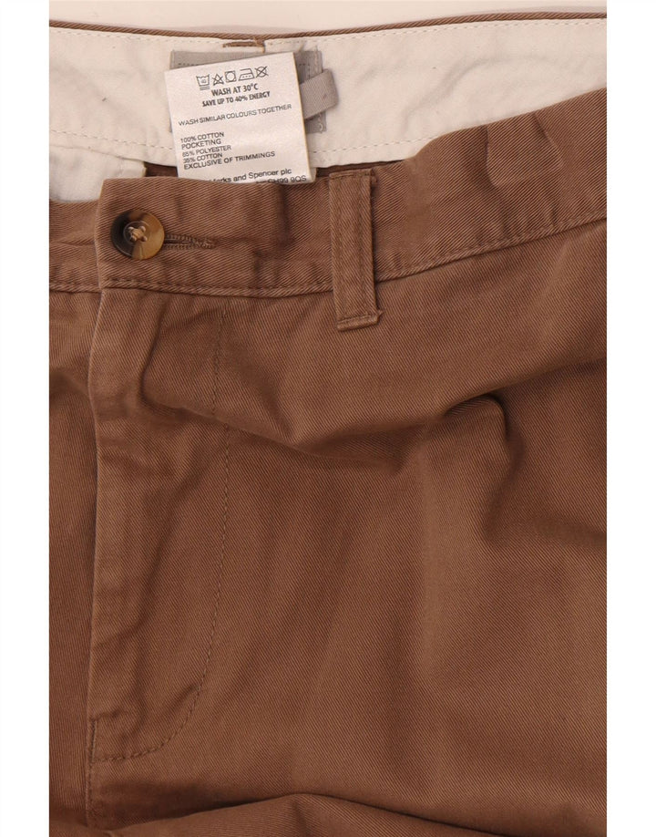 Marks & Spencer Mens Regular Fit Chino Trousers W36 L29 Brown Cotton