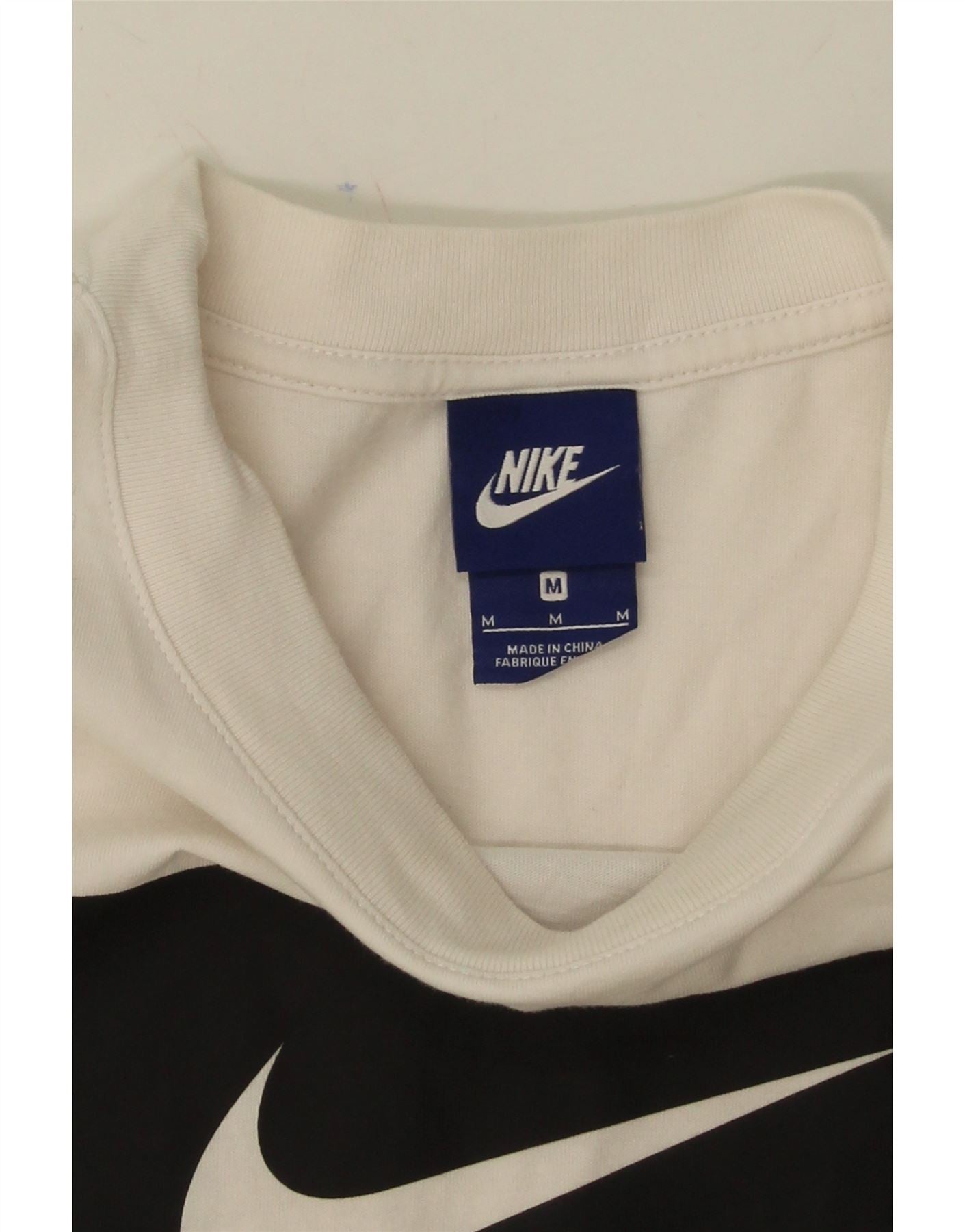 NIKE Damen Crop Graphic T-Shirt Top UK 14 Medium Off White Colourblock