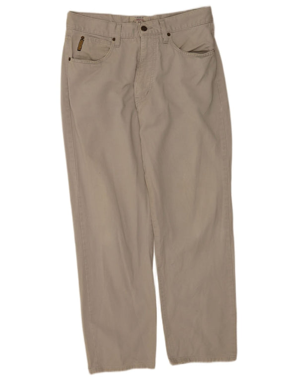 Armani Mens Straight Casual Trousers W34 L30 Grey Cotton